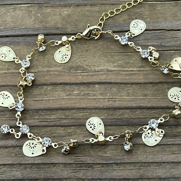 Women Anklet Gold Tone Fashion Jewelry Crystals Accent Fashion Bracelet - Picture 10 of 11